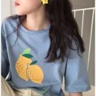 Lemon Print Elbow-sleeve T-shirt