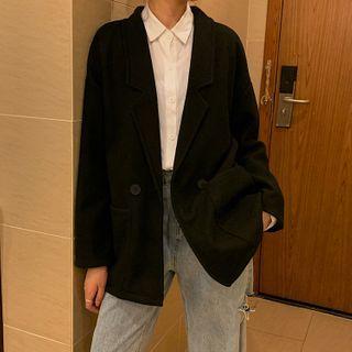 Long-sleeve Plain Woolen Jacket