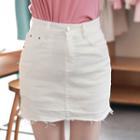 Inset Short Fray-hem Miniskirt