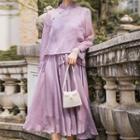 Traditional Chinese Set: Long-sleeve Top + Spaghetti Strap Dress