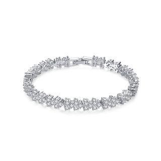 Simple And Fashion Flower Bracelet With Cubic Zirconia 19cm Silver - One Size