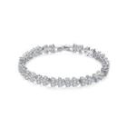 Simple And Fashion Flower Bracelet With Cubic Zirconia 19cm Silver - One Size