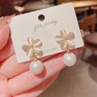 Flower Bead Drop Earring 1 Pair - White - One Size