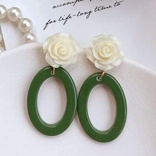 Rose Oval Resin Dangle Earring