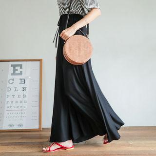 Drawcord-waist Maxi Flare Skirt