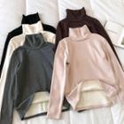 Long-sleeve Turtle-neck Fleece T-shirt