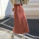 Corduroy High Waist Midi A-line Skirt