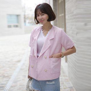 Double-button Short-sleeve Tweed Jacket