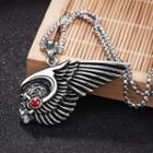 Stainless Steel Skull & Wing Pendant Necklace
