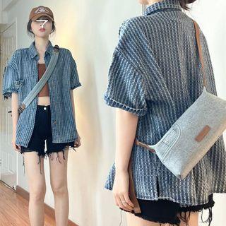 Washed Denim Ribbed Oversize Jacket