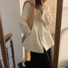 Long-sleeve Woolen Coat / Plain Pleated Midi Skirt
