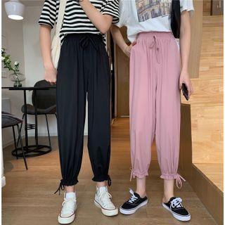 High-waist Drawstring Cuff Harem Pants