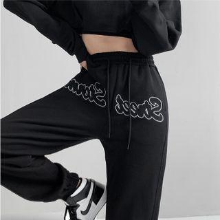 Zipper-hem Lettering Jogger Pants