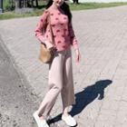 Heart Print Sweater / Straight-cut Knit Pants / Set