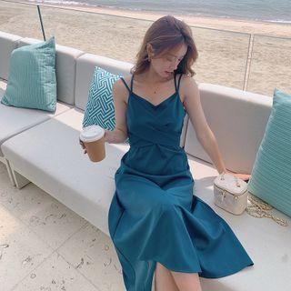 Open-back Spagehtti-strap Maxi Dress