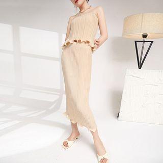Set: Lettuce Edge Camisole Top + Midi Pencil Skirt