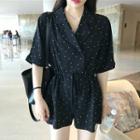 Dot Short-sleeve Playsuit Black - One Size