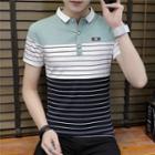 Stripe Colour Block Short-sleeve Polo Shirt