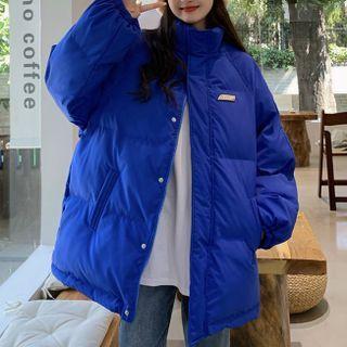Stand Collar Padded Jacket Blue - One Size