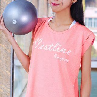 Cap-sleeve Lettering Sports Top