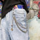 Coin Pendent Layered Chain Necklace Double Layer - One Size