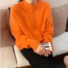 Drop-shoulder Rib-trim Sweater