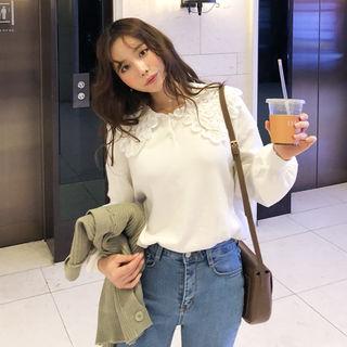 Lace-capelet Lightweight Sweater