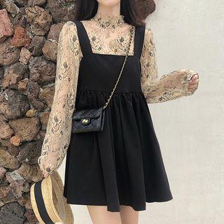 Long-sleeve Floral Top / Mini Jumper Dress