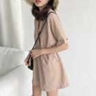 Plaid V-neck Short-sleeve Playsuit
