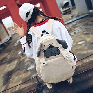 Dog Embroidered Corduroy Backpack
