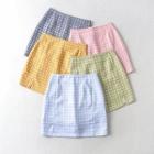 High-waist Heart Print Slit Mini A-line Skirt