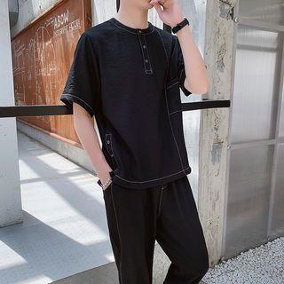 Set: Plain Short-sleeve T-shirt + Sweatpants