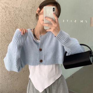 Cropped Cardigan / Plain T-shirt
