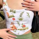 Square Neck Floral Printed Corset Top