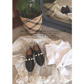 Faux-pearl Trim Patent Loafers
