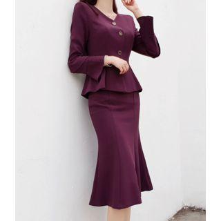 V-neck Bell-sleeve Jacket