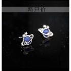 Sterling Silver Planet Stud Earring 1 Pair - Silver & Blue - One Size