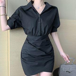 V-neck Slim-fit Irregular Dress