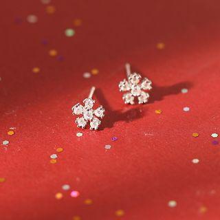 Snowflake Stud Earring Stud Earring - 1 Pair - Snowflake - Silver - One Size