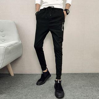 Drawstring Slim-fit Sports Pants