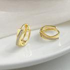 Hoop Earring 1 Pair - Ej1014 - White & Gold - One Size