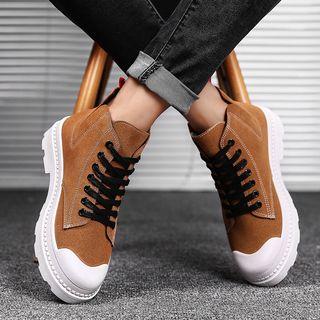 Lettering Lace-up Ankle Boots
