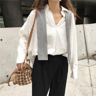 Mock-two Color-block Long-sleeve Shirt