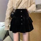 Velvet Layered Mini A-line Skirt