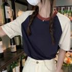 Raglan-sleeve Color Block T-shirt
