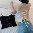 Lace-up Back Lace Camisole Top