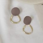 Disc Hoop Alloy Dangle Earring 1 Pair - Coffee & Gold - One Size