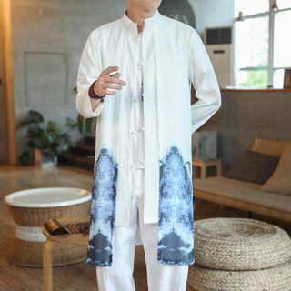 Printed Mandarin Collar Long Jacket