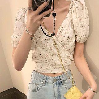 Short-sleeve Floral Blouse / A-line Dress