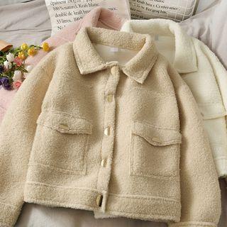 Collared Loose-fit Fleece Jacket